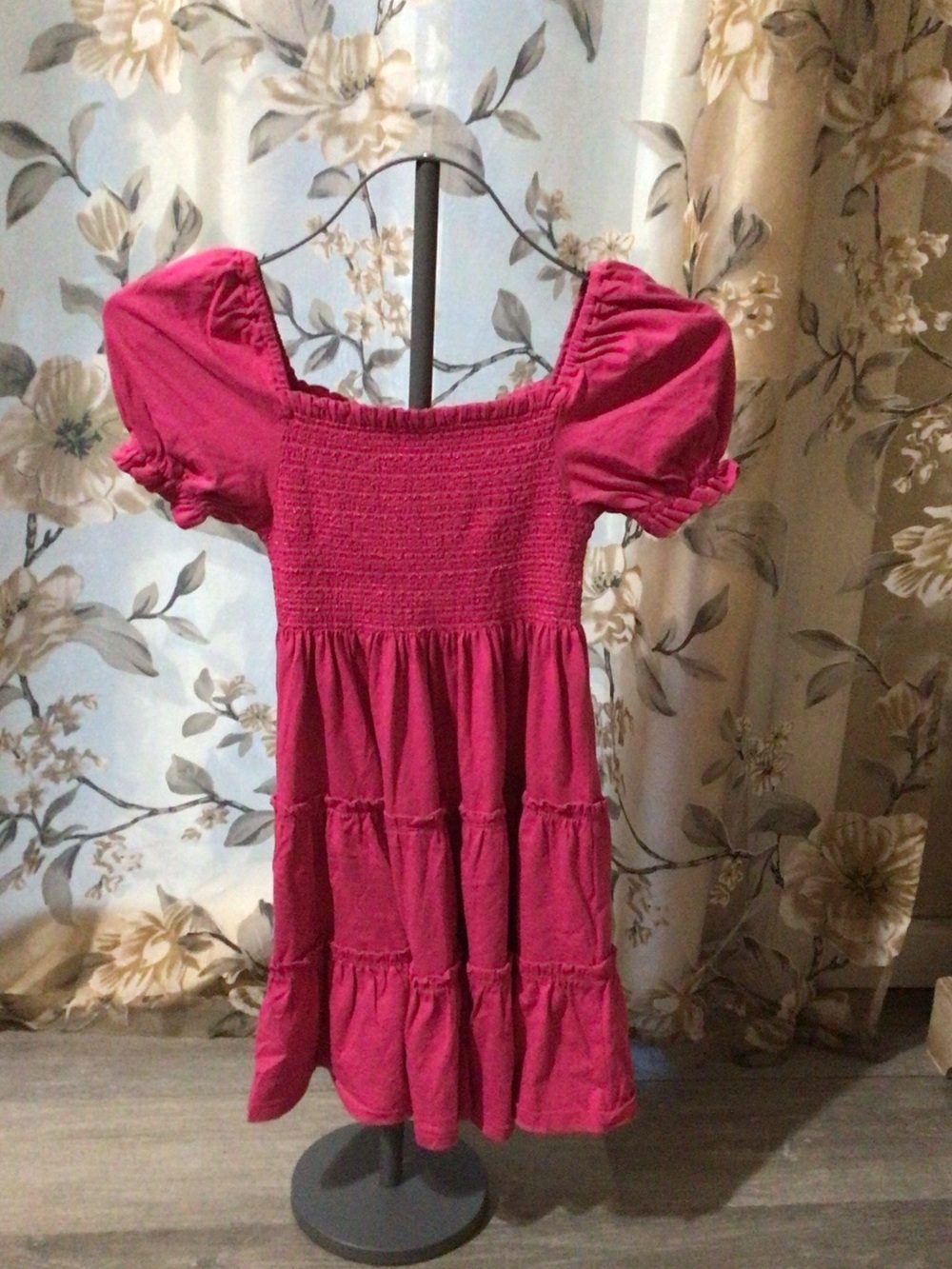 Polo by Ralph Lauren Girls Pink Smocked Puff-Sleeve Tiered Dress
